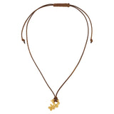 CORAL NECKLACE WITH BROWN ROPE
