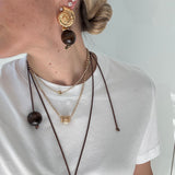 AQUA WOODEN EARRINGS