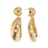 GOLDEN SHELL PEARL EARRINGS
