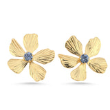 FLOWER EARRINGS WITH BLUE CRYSTAL