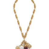 FUSILLI NECKLACE WITH OWL CHARM & PEARLS