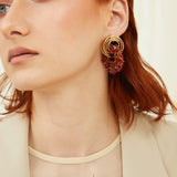 WHEEL EARRINGS BROWN